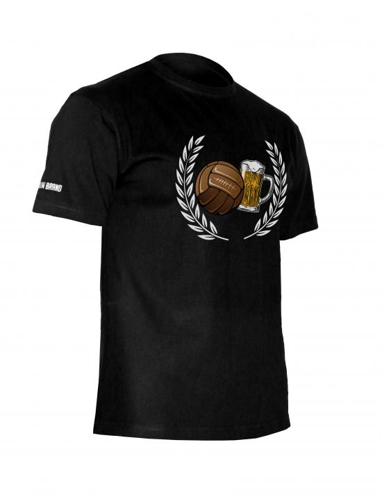 USW007 Beer and Football BLACK T-SHIRT DTG