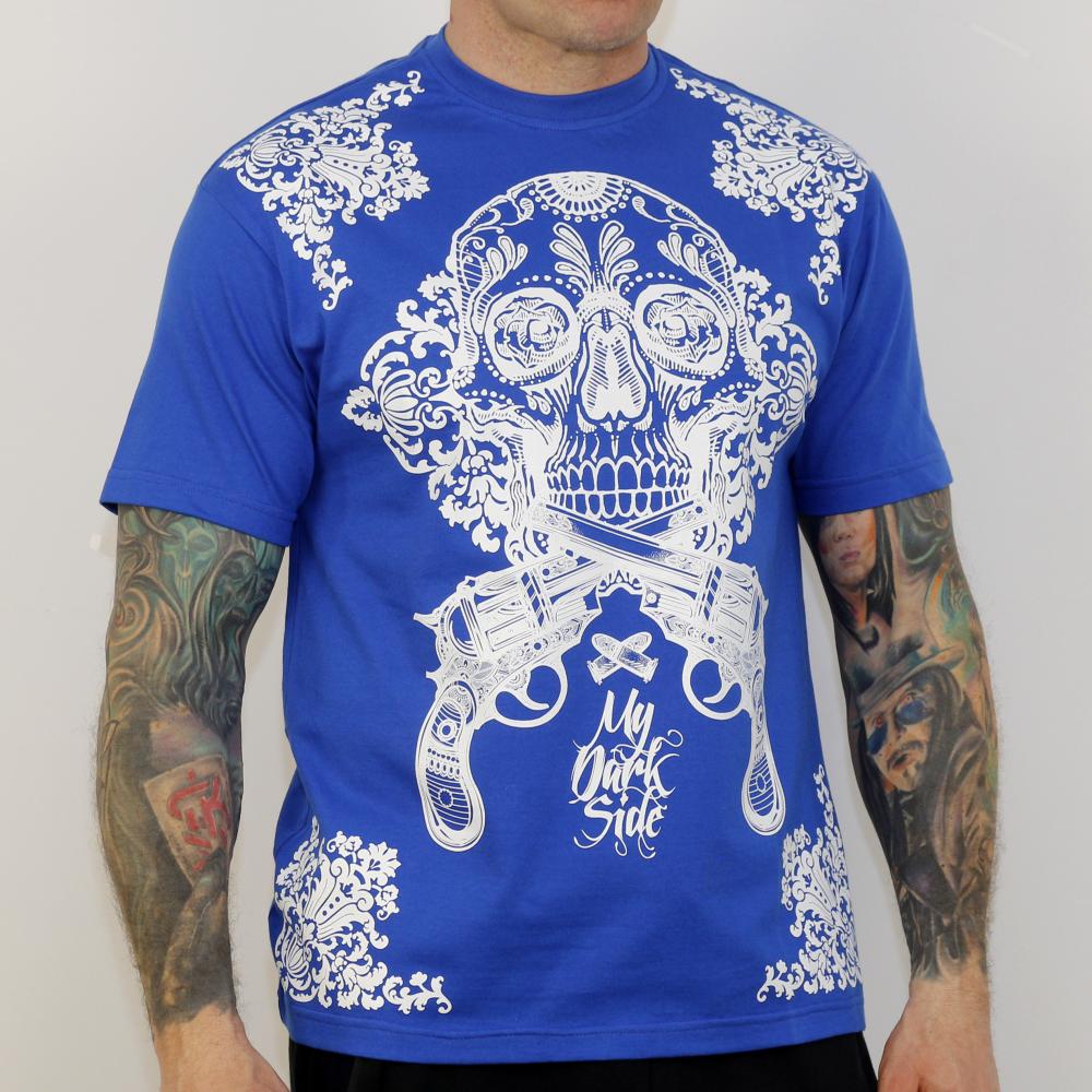 MDS003 skull tshirt blue-white