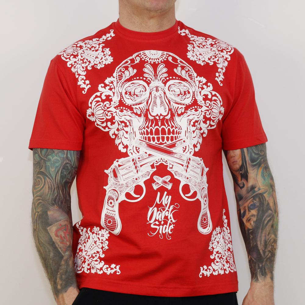 MDS003 skull tshirt red-white