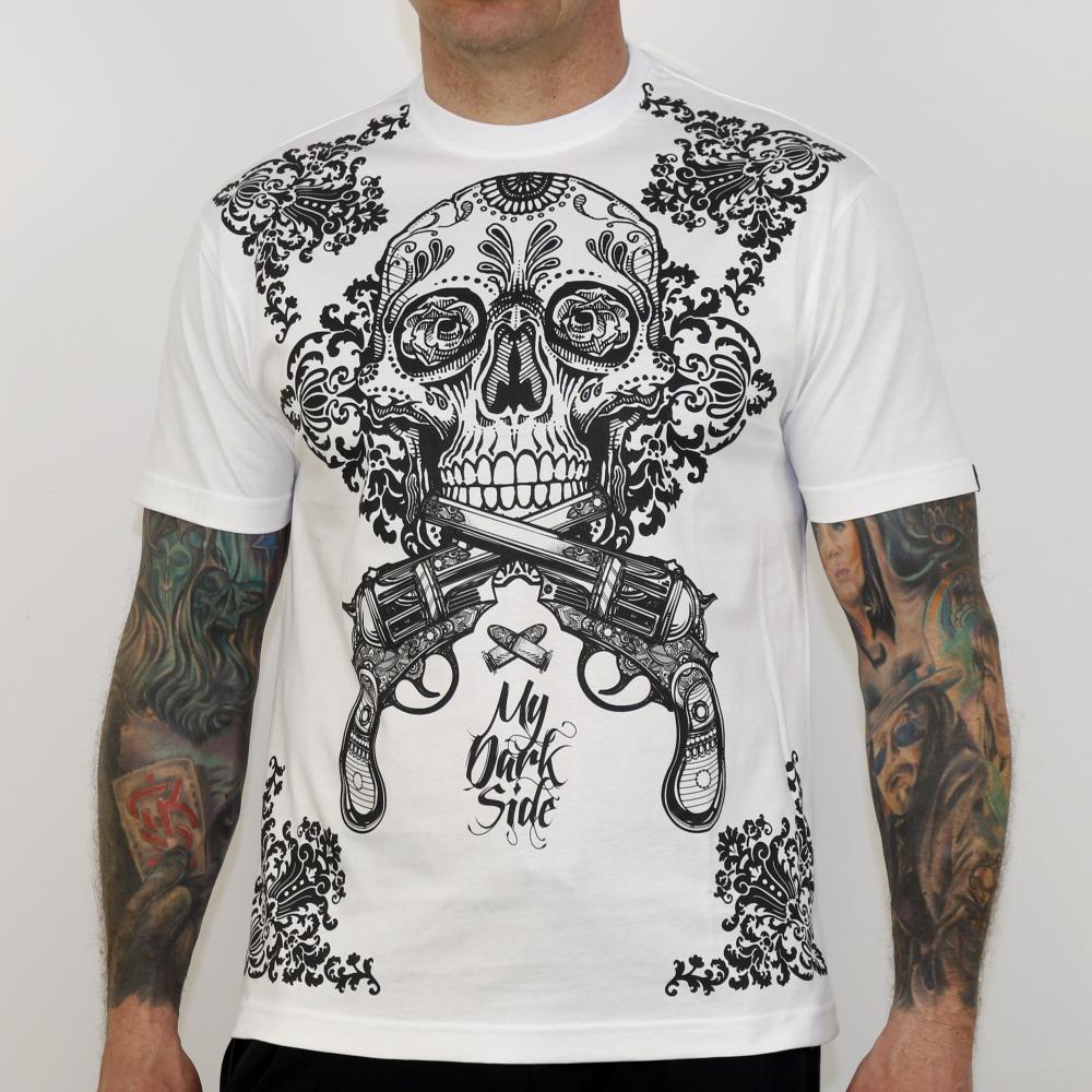 MDS003 skull tshirt white-black