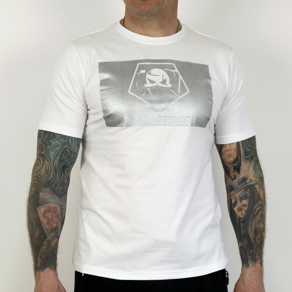 MDS003S skull tshirt white silver