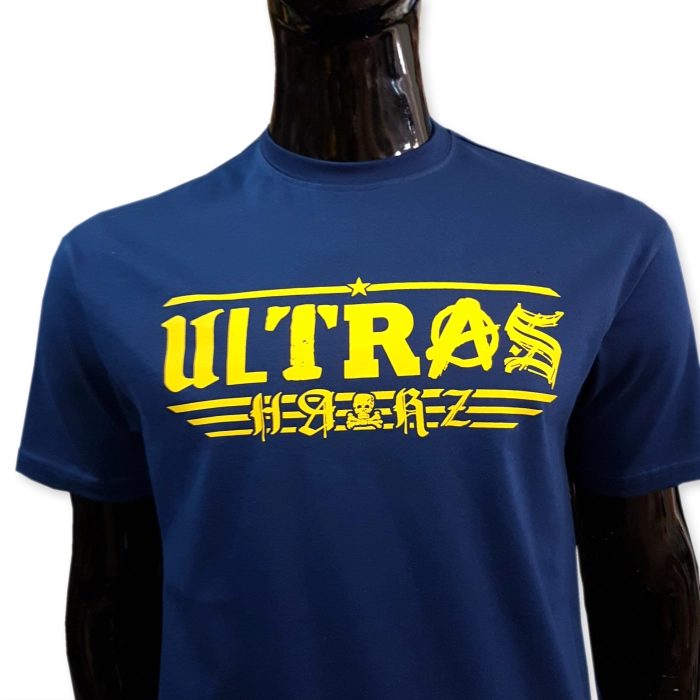 Cheap but good quality navy tshirt with yellow big Ultras screen print