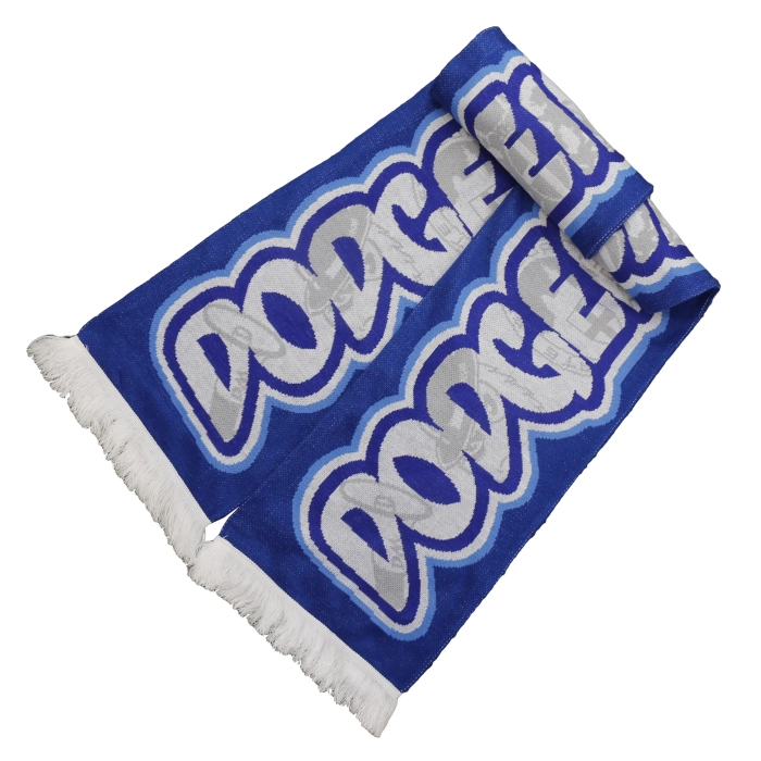 Giant xxl custom scarves with blue print and football team theme.